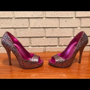 Shiny pretty high heels for parties